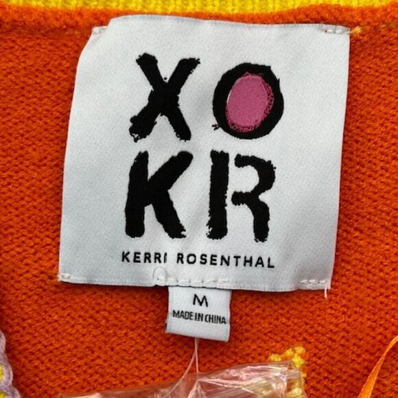 XOKR Kerri Rosenthal Heart Sunshine Color Block Cardigan V Neck Long Sleeves Med - Picture 5 of 14